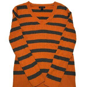 Preppy Cozy Classic Tommy Hilfiger V-neck Striped Sweater Women's Large